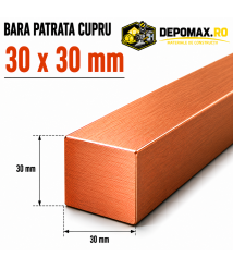 Bara patrata cupru 30 x 30 mm – lungime 3 metri – Cu-ETP